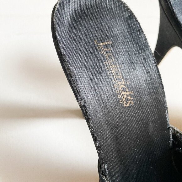 Vintage Fredric's Of Hollywood Black Satin Feather Accent Bedroom Heels 9 - Picture 4 of 11